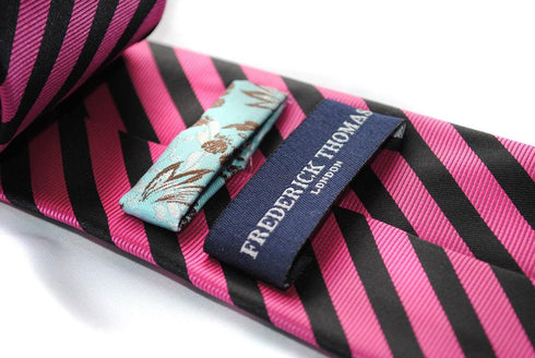 neon pink and black striped tie